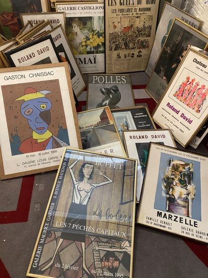 Important lot of framed posters of which...