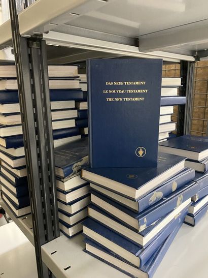A batch of about 300 hotel Bibles in French,...