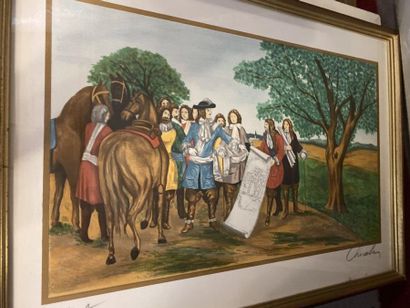 Lot of 18 framed pieces of different sub...