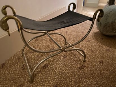 
Curular seat with metal base, decorated...