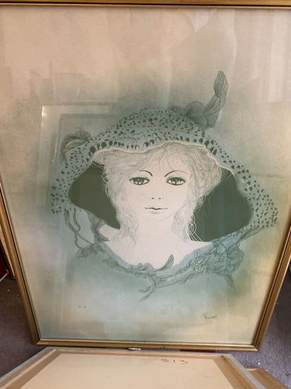 Lot twelve framed pieces of various female...