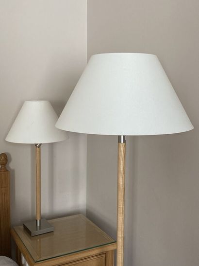 Two reading lamps of bedside with chromed...