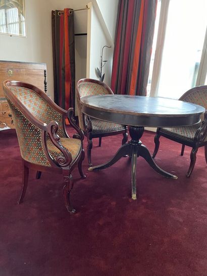 Three gondola chairs with swan necks in the...