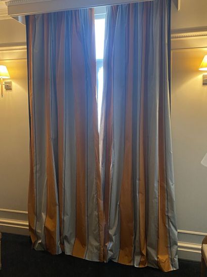 Pair of curtains in fabric with orange, black,...