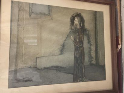Lot of 17 framed pieces including lithographs...