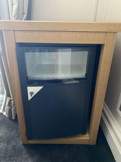 Mini-bar furniture in light wood with fluted...