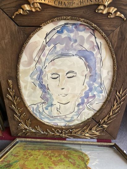 Lot of 10 various framed pieces including...