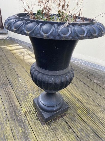 Large Medicis vase in cast iron painted in...