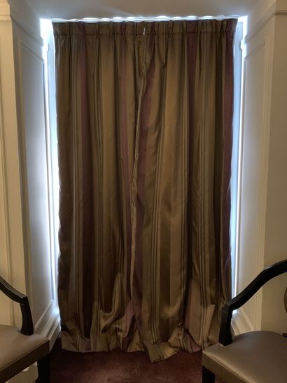 Pair of curtains lined with stripes colored...