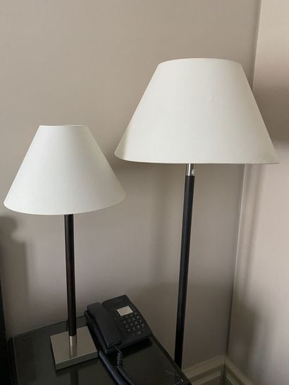 Two reading lamps of bedside with chromed...