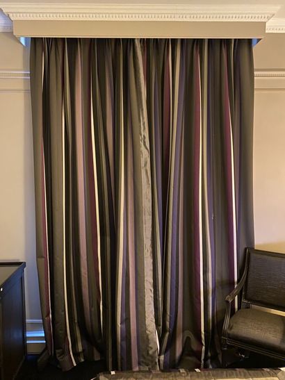 Pair of curtains with vertical stripes gray,...