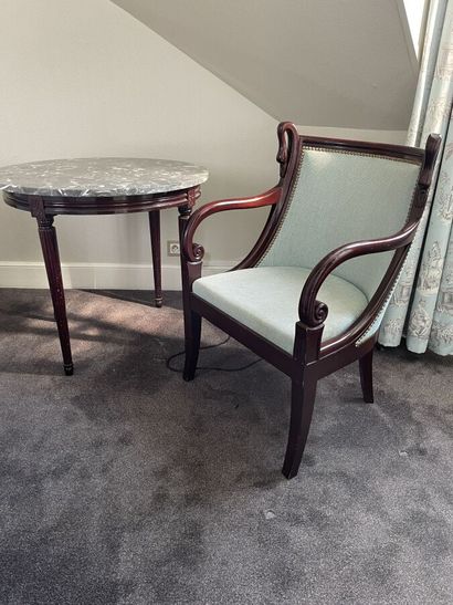 Pair of swan neck armchairs in the Restoration...