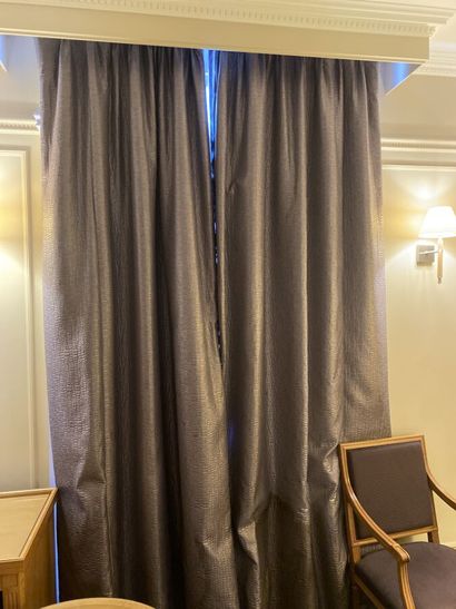 Pair of curtains in shiny purple fabric with...