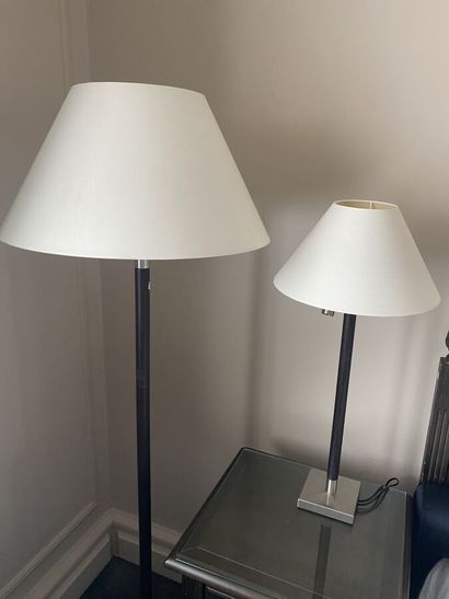 Two bedside reading lamps with chromed metal...