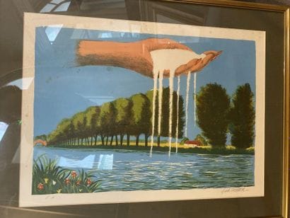 Interesting lot of 7 lithographed artists...