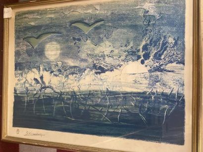 Lot of 16 framed pieces of which lithograpohies...