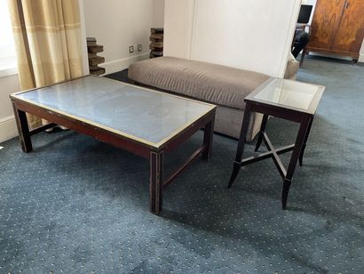 Coffee table, wood base, glass top

Two pieces...