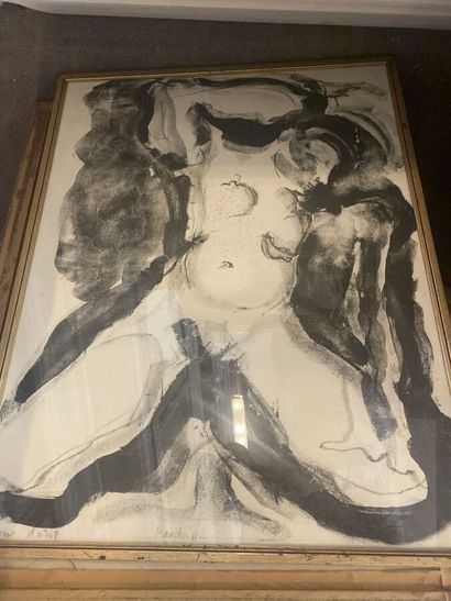 Lot of 17 framed pieces including lithographs...