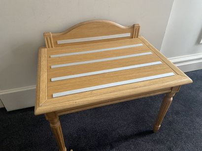 Luggage rack in light natural wood, top with...