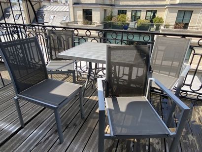 Set of outdoor furniture in grey lacquered...