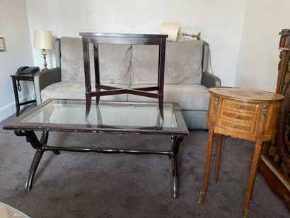 Coffee table with swan neck 

A pair of sofa...
