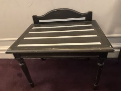 Luggage rack in dark natural wood, top with...