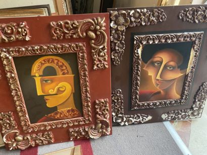 Lot of 10 various framed pieces including...