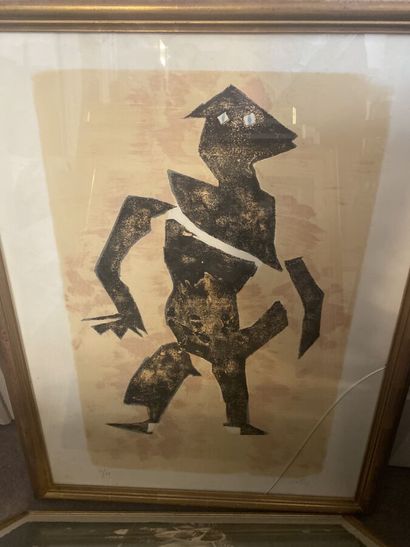 Lot of 17 framed pieces including lithographs...