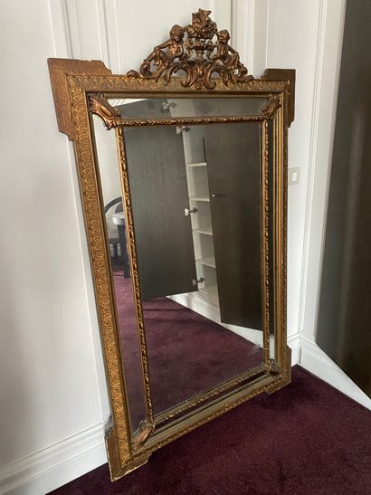 
Large Louis XV style wood and gilded stucco...
