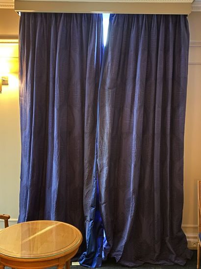 Pair of curtains in silky fabric with black...
