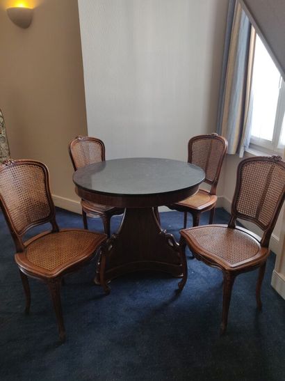 Mahogany and mahogany veneer pedestal table...