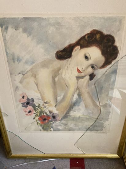 Lot twelve framed pieces of various female...