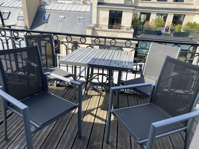 Set of outdoor furniture in grey lacquered...