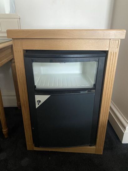 Mini-bar furniture in light wood with fluted...