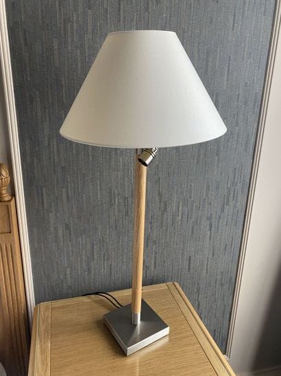 Two bedside reading lamps with chromed metal...