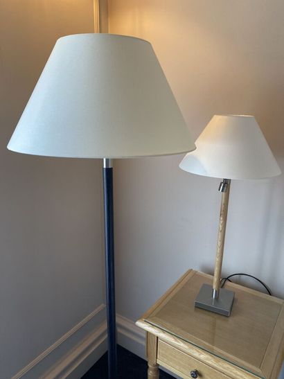 Two reading lamps of bedside with chromed...