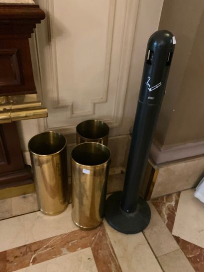 Two exterior ashtrays on tubular steel s...