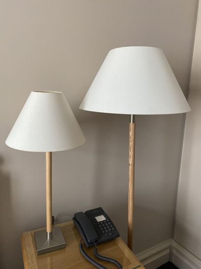 Two reading lamps of bedside with chromed...