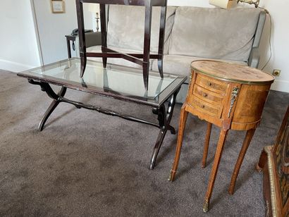Coffee table with swan neck 

A pair of sofa...