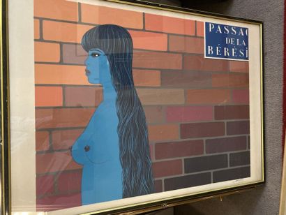 Lot of 14 large framed pieces including lithographs...