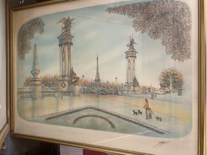 Lot of 16 framed pieces of which lithograpohies...