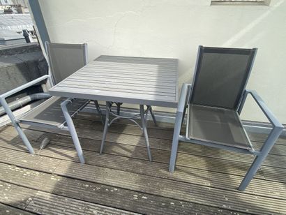 Set of outdoor furniture in grey lacquered...