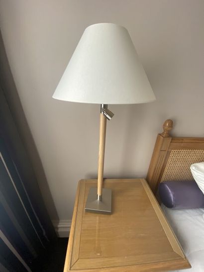 Two bedside reading lamps with chromed metal...