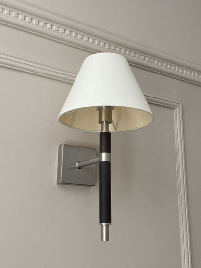 Suite of four sconces in chromed metal and...