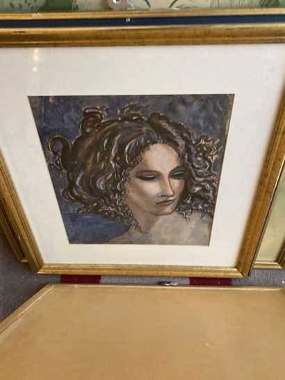 Lot twelve framed pieces of various female...