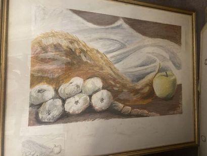 Lot of 17 framed pieces including lithographs...
