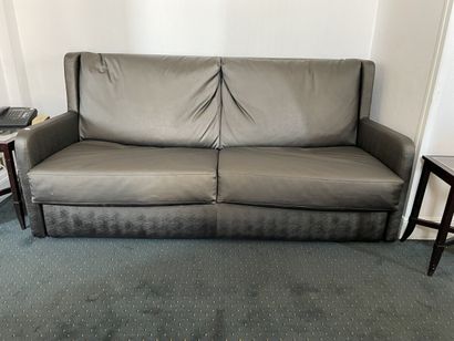 Sofa convertible into a bed, brown fabric...