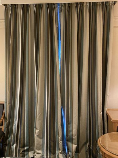 Pair of curtains with vertical stripes gray,...