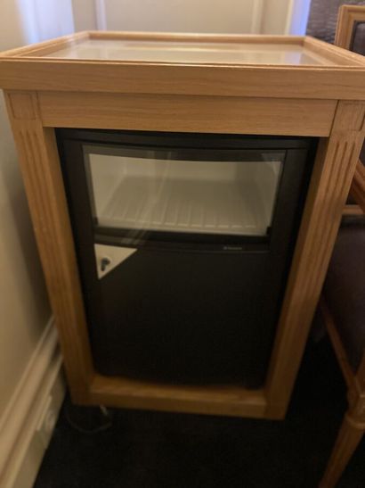 Mini-bar furniture in light wood with fluted...