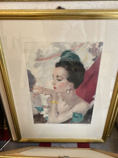 Lot twelve framed pieces of various female...